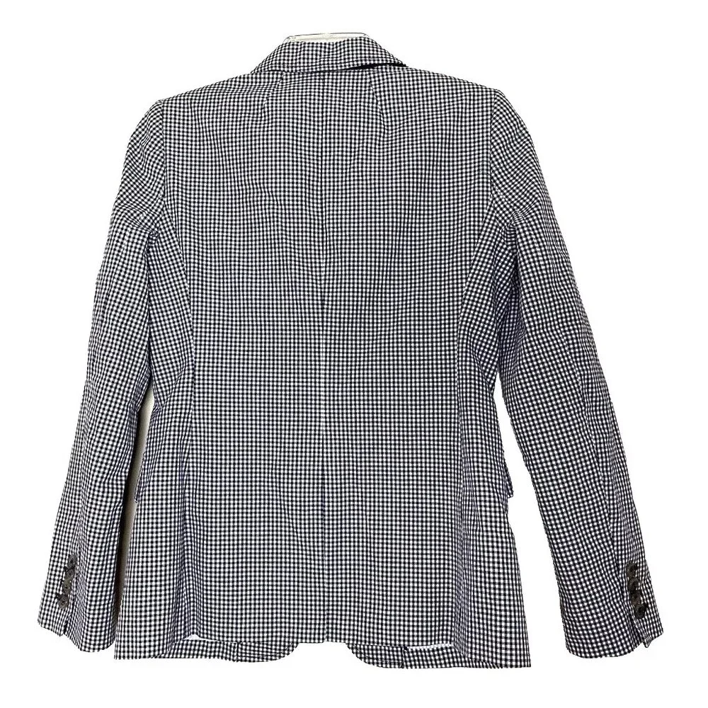 J. Crew Rhodes Micro-Gingham Plaid Blazer Jacket Size 2 Office Preppy Academia